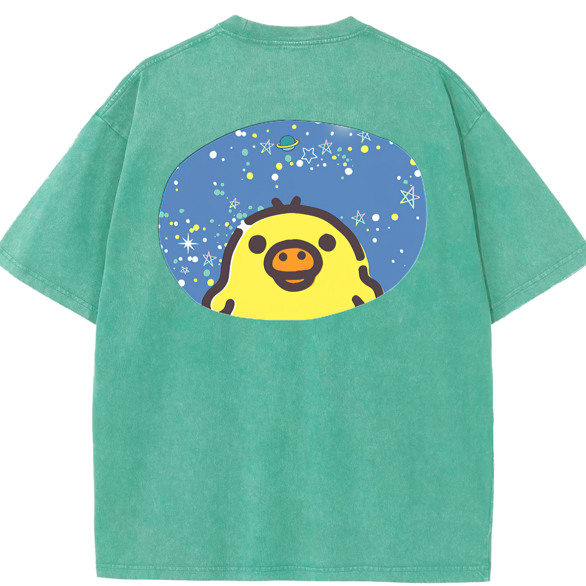 （画像用） リラックマ リラックマ キイロイトリ Rilakkuma Korilakkuma Kiiroitori 綿100% ヴィンテージ風 半袖Tシャツ（背面プリント）
